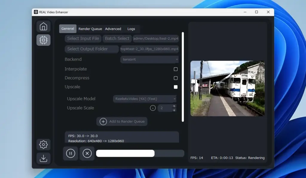 AI VIdeo Upscaler 4K for free Windows macOS and Linux