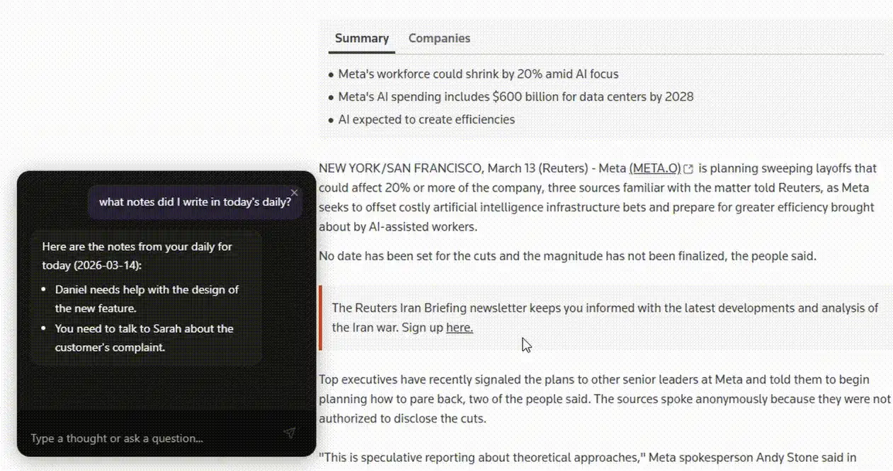 Lore AI-powered thought capture and recall 