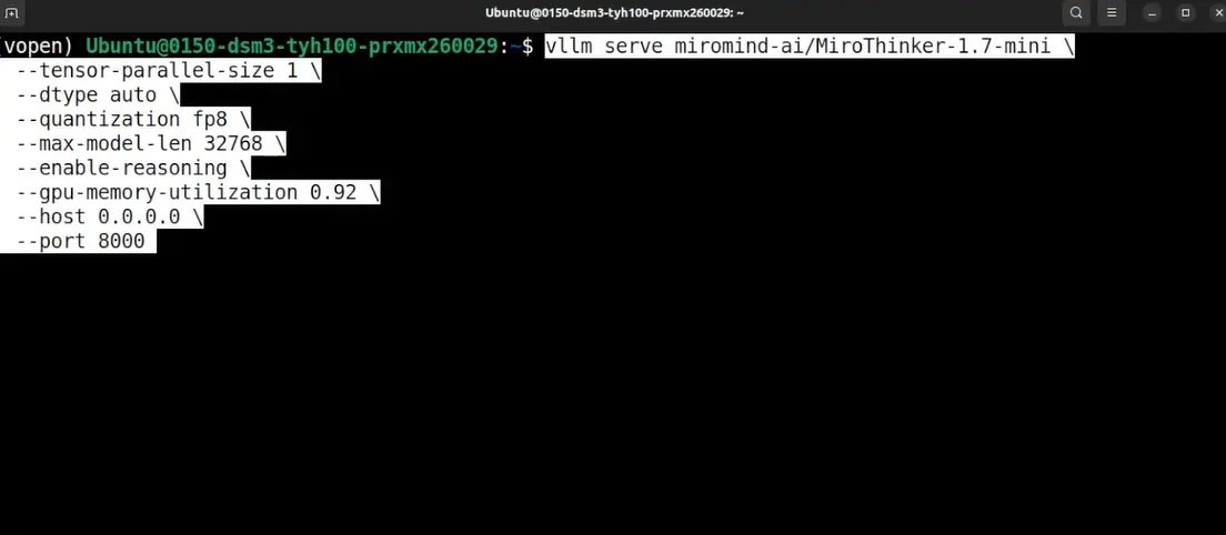 MiroThinker 1.7 installation locally