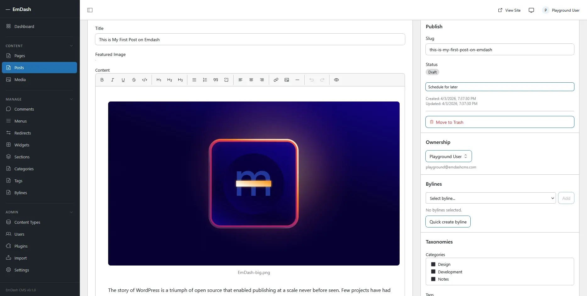 Emdash WordPress Alternative