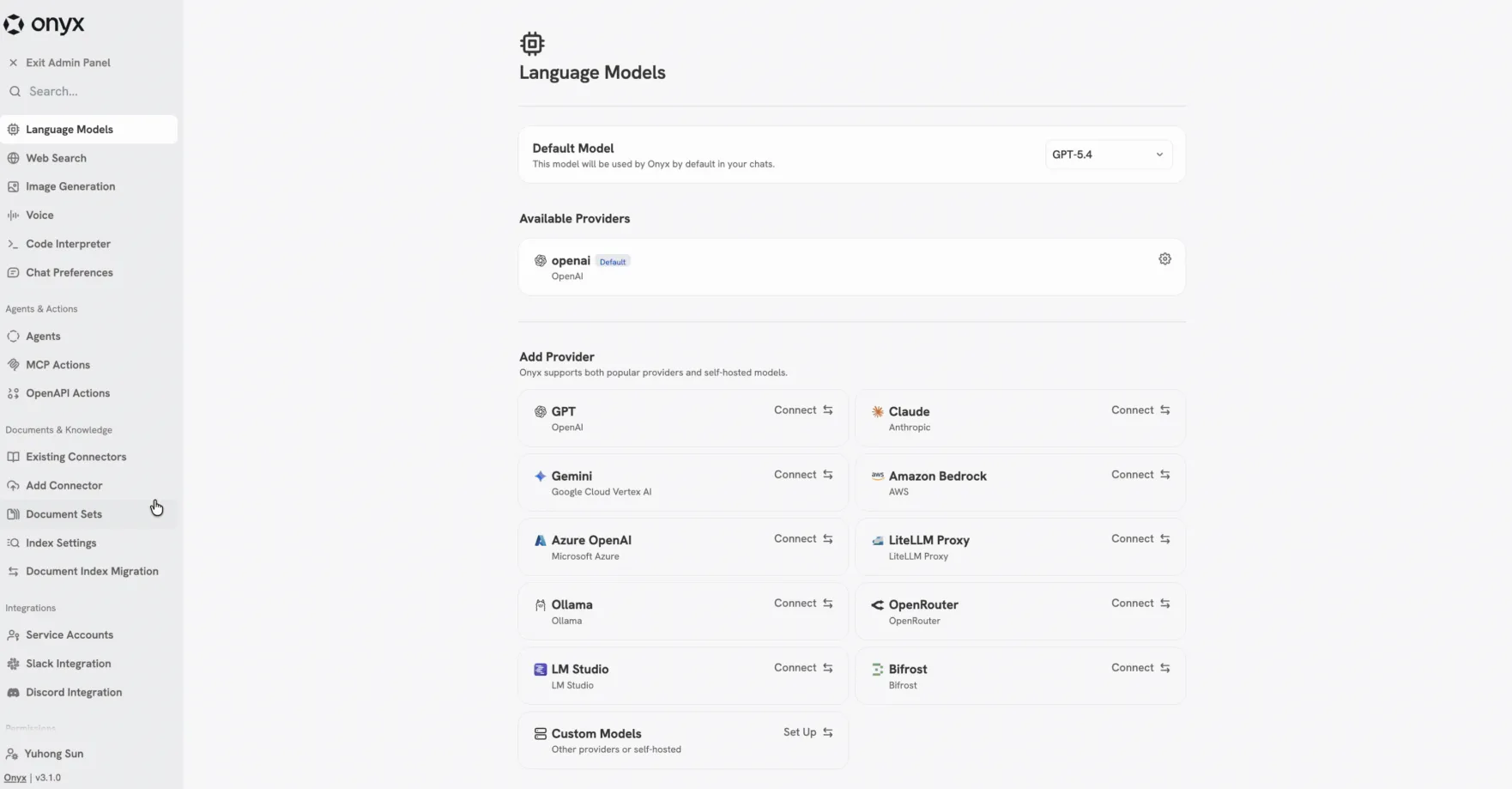 Onyx AI Connect to AI providers of your choice like Open AI, Anthropic or Ollama