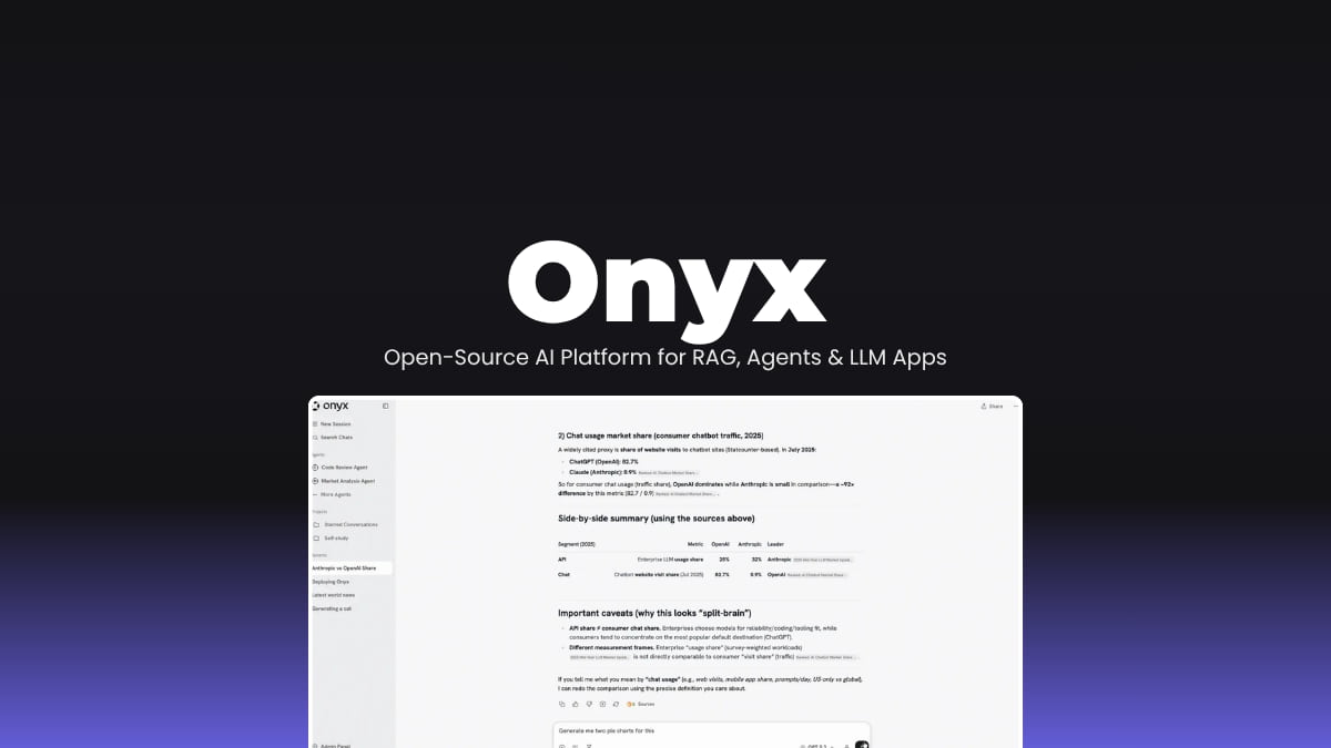 Onyx Open-Source AI Platform for RAG, Agents & LLM Apps