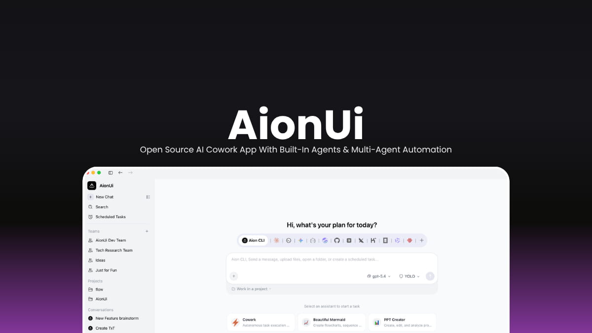 AionUi The Open Source AI Cowork App With Built-In Agents & Multi-Agent Automation