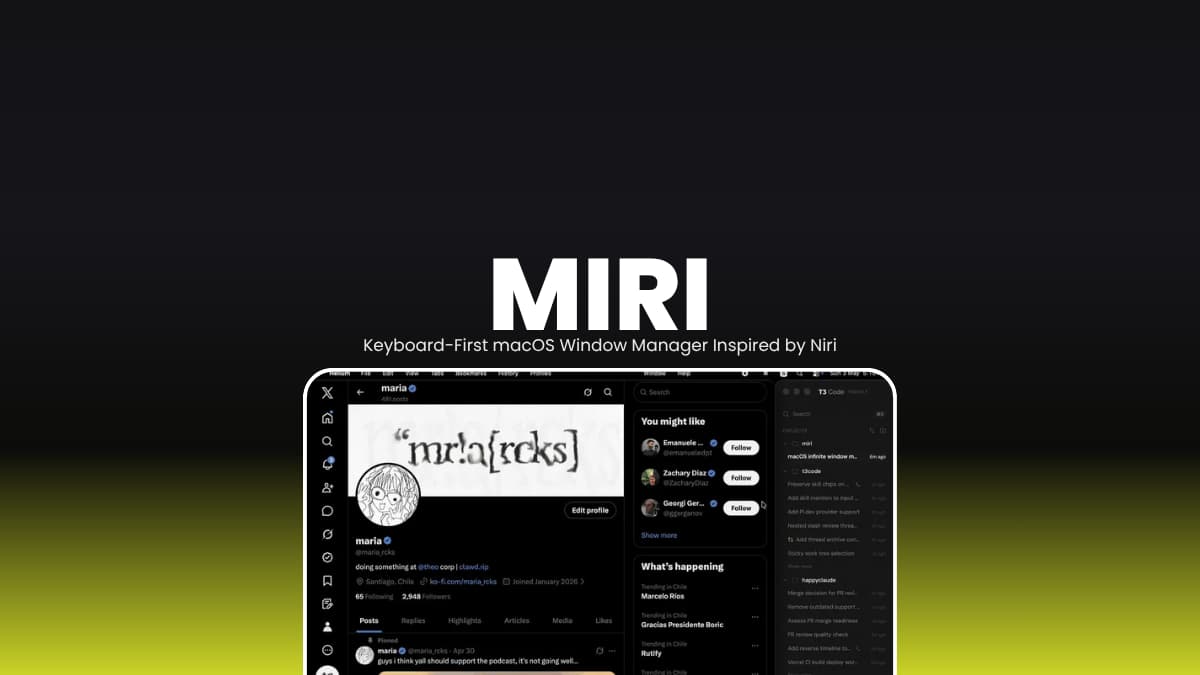 Miri Keyboard-First macOS Window Manager Inspired by Niri