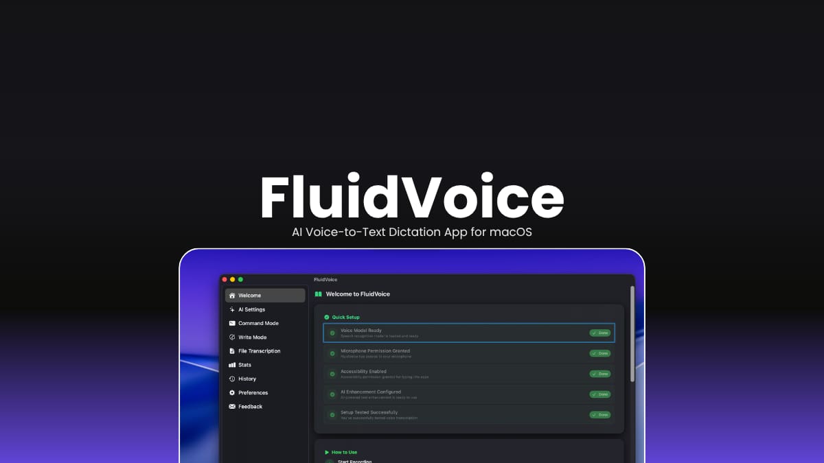 FluidVoice MacOS AI Dictation App