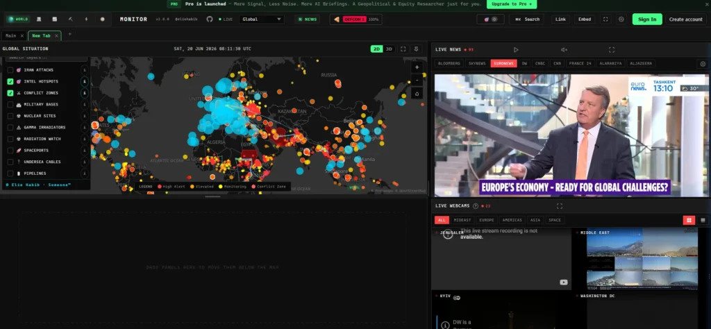 Real-time global intelligence dashboard