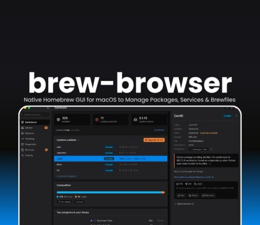 brew-browser Native Homebrew GUI for macOS to Manage Packages, Services & Brewfiles