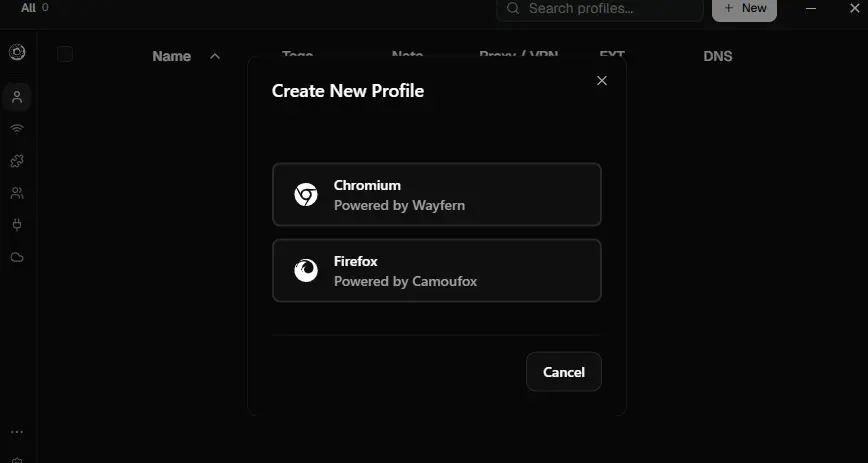 Donut Browser Profile Creation
