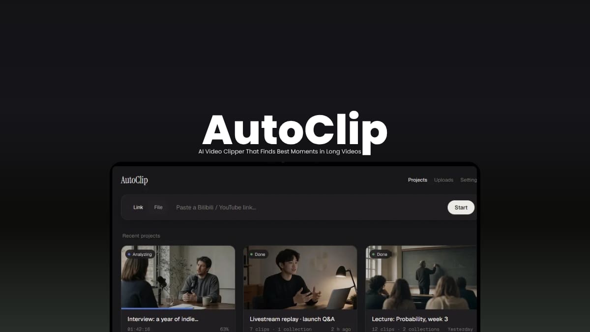 AutoClip: AI Video Clipper That Finds the Best Moments in Long Videos