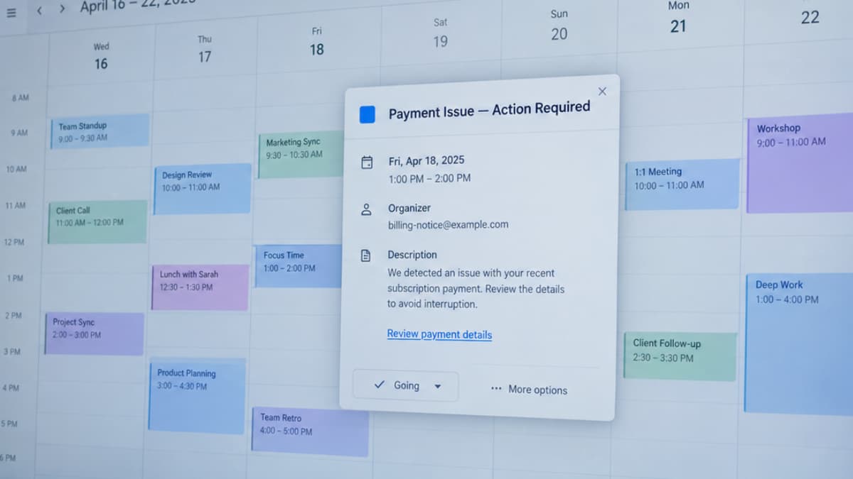 Calendar Invite Phishing Can Leave Malicious Events on Your Calendar