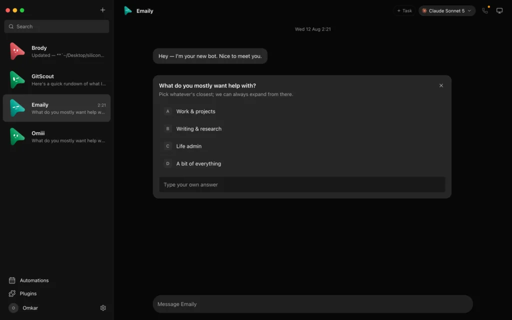 OpenMausBot Model Picker